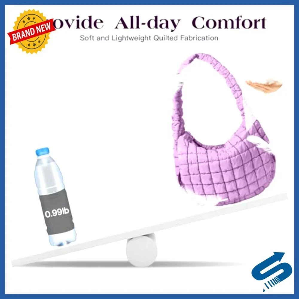 Large Quilted Puffer Tote Bag with Crossbody Strap for Daily Essentials